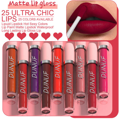 Matte Velvet Liquid Lipstick 25 Colors Lip Gloss Waterproof Non-Sticky
