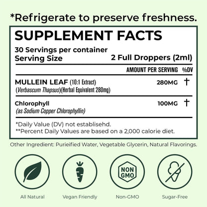 Betterbrand Mullein & Chlorophyll Drops for Lung Detox & Respiratory Support