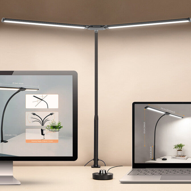 LED Desk Lamp with Clamp Double Head Desk Lamp with 360° Adjustable Gooseneck