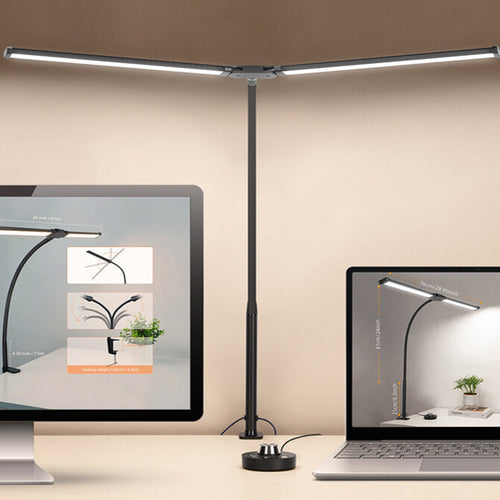 LED Desk Lamp with Clamp Double Head Desk Lamp with 360° Adjustable Gooseneck
