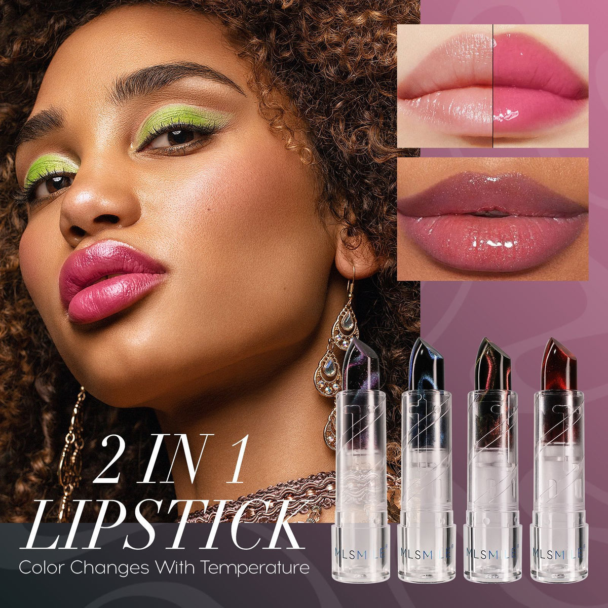 3 Colors Galactic Pattern Lipstick Color-Changing Shine Non Stick Cup Cat Eye