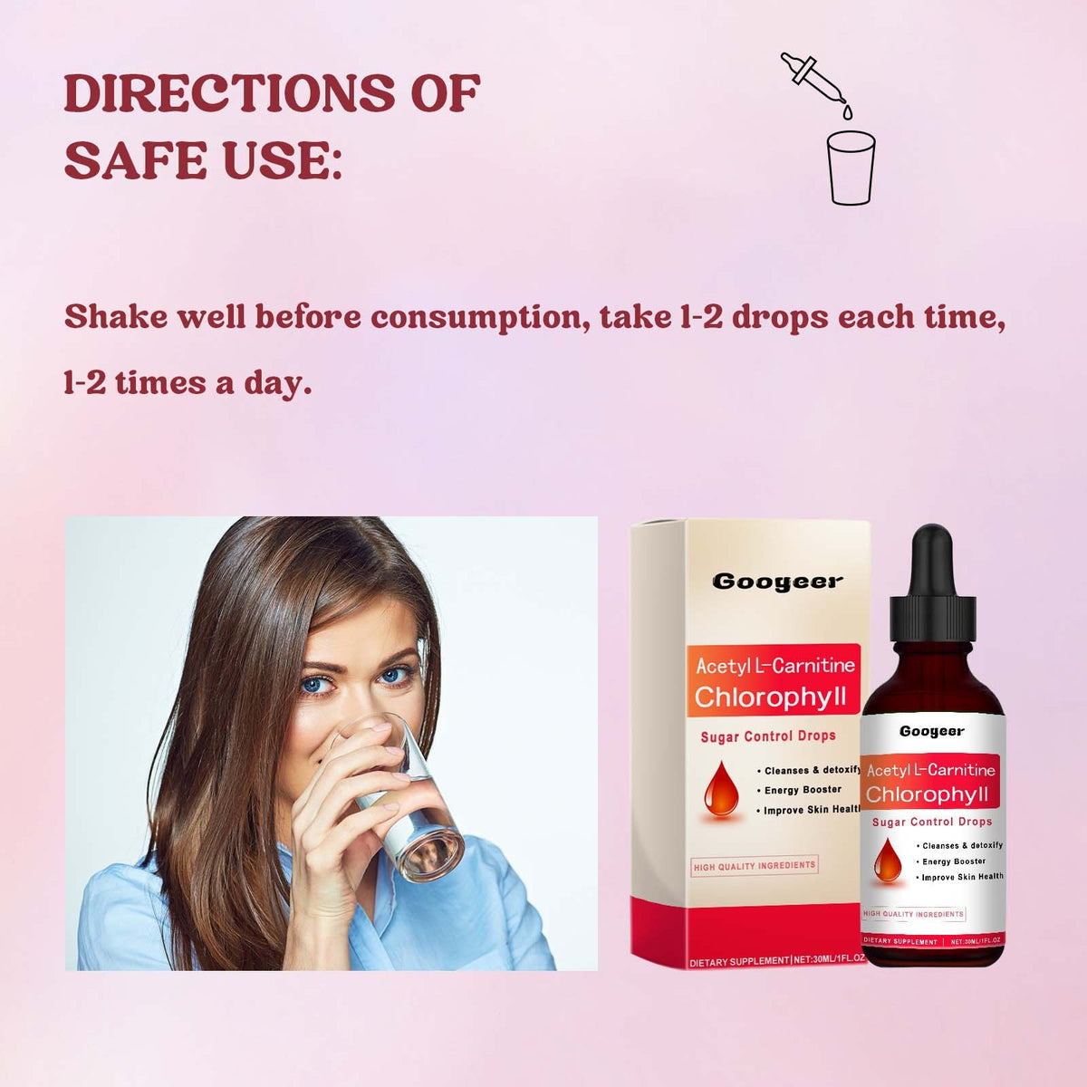 Googeer Blood Sugar & Cholesterol Support Drops - Dietary Supplement