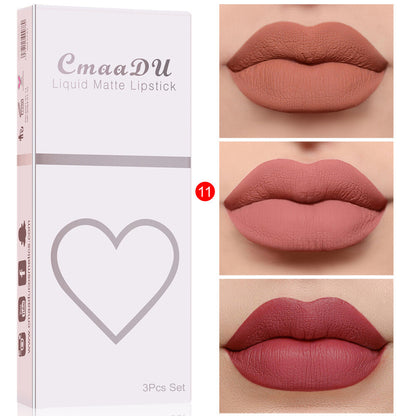 3pcs Matte Liquid Lipstick Set Transfer Proof Long Lasting Non-Sticky Lip Gloss