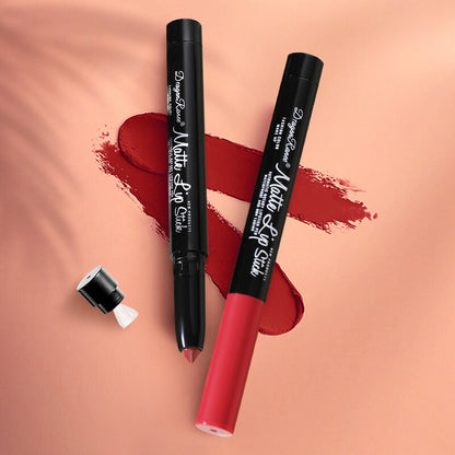 12 Colors 1.8g Auto Lip Liner & Matte Lipstick - Velvet Red & Rosewood