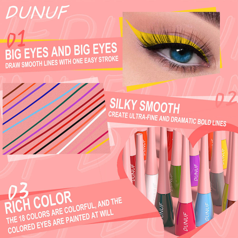 8Color Waterproof Liquid Eyeliner Vibrant Longwear Smudge-Proof Makeup for Women