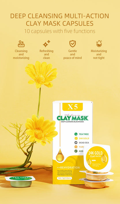 10pcs Gift Box Jelly Green Tea Avocado Clay Mask Hydrate Moisturize Skin Masks