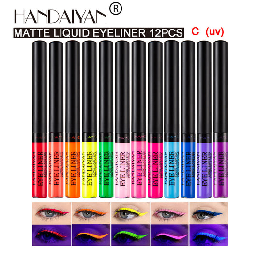 12-Color Gift Set Fluorescent Liquid Eyeliner Pen Waterproof Quick-Dry