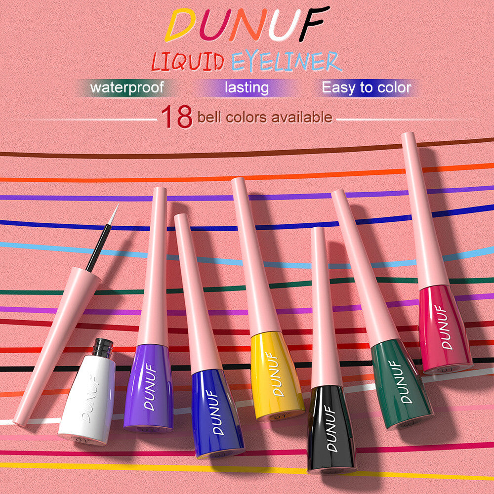 8Color Waterproof Liquid Eyeliner Vibrant Longwear Smudge-Proof Makeup for Women