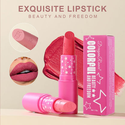 Velvet Matte Star Lipstick - Waterproof & Non-Stick Long Lasting Red Nude