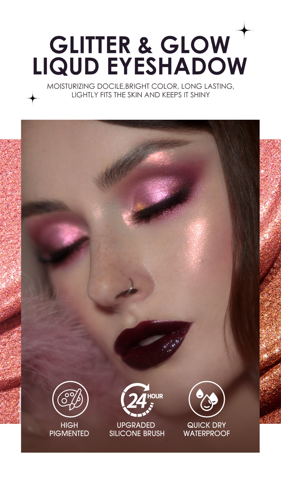 10-Color Diamond Liquid Eye Shadow Set - High Shine, Waterproof, Longwear