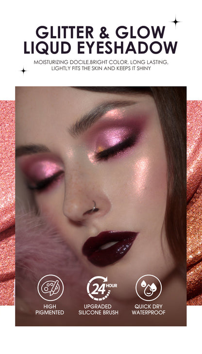 10-Color Diamond Liquid Eye Shadow Set - High Shine, Waterproof, Longwear