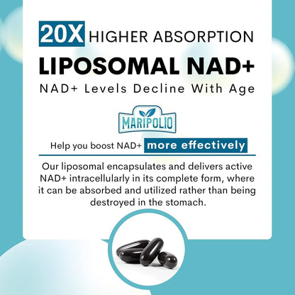 Liposomal NAD+ Supplement 1000mg for Energy, Brain Function & DNA Support
