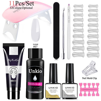 Poly Nail Gel Set to Extension Acrylic Crystal Fingertips with ToolsKit Manicure