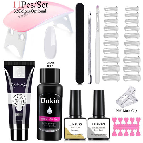 Poly Nail Gel Set to Extension Acrylic Crystal Fingertips with ToolsKit Manicure