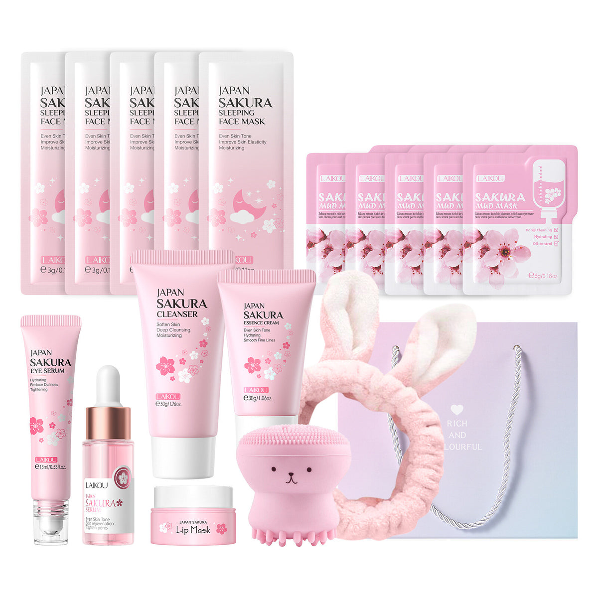 Skin Care set Skin Masks Cleansing Device Eye Mask Essence Cleanser Hand Cream