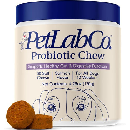 Dog Probiotic Soft Chews for Gut Health, Diarrhea & Allergy Relief, Salmon 30 Ct