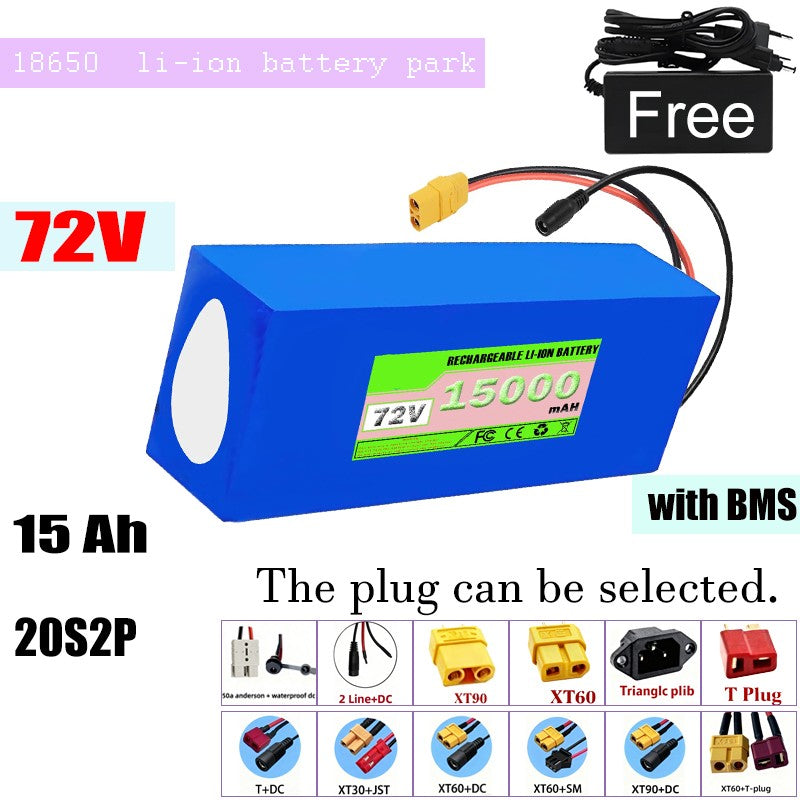 72V 15Ah 20S2P Li-ion Battery Pack with BMS for E-Bike Electric Scooter