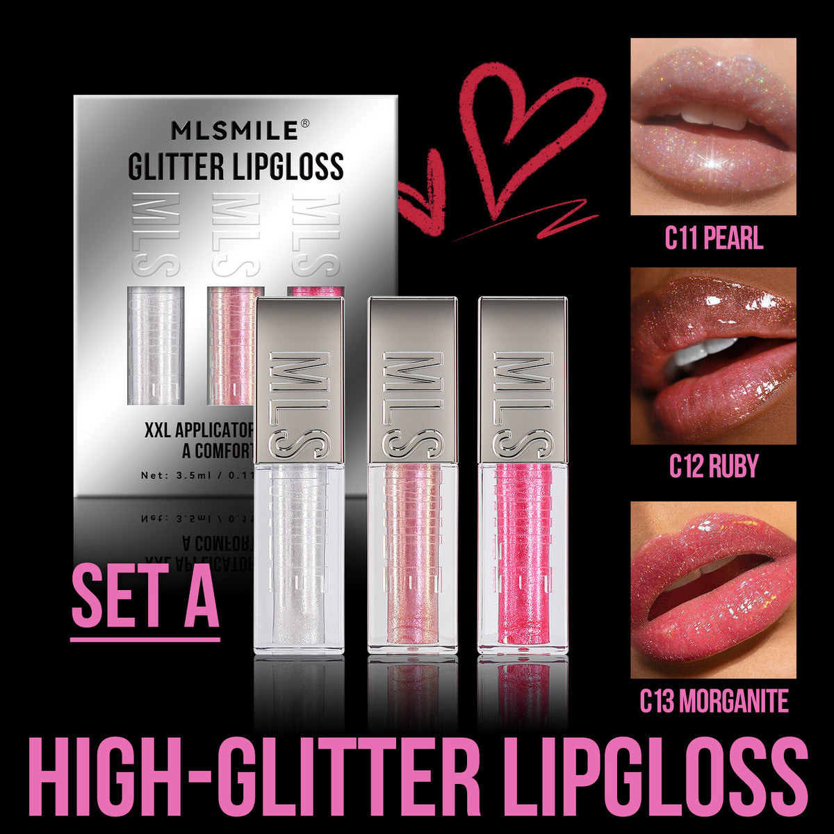 3pcs/set Mirror Pearl Lip Gloss Long Lasting Moisturizing Lipstick Shine Glitter