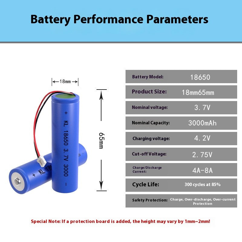 3.7V 1.5Ah Li-ion Battery Cell for Remote Control Flashlight Solar Light