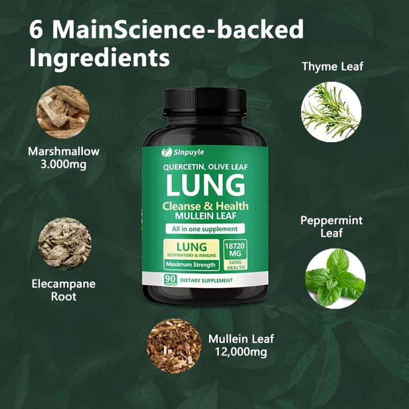 Sinpuyle Lung Cleanse & Respiratory Support Supplement-1 Bottle 90 Capsules