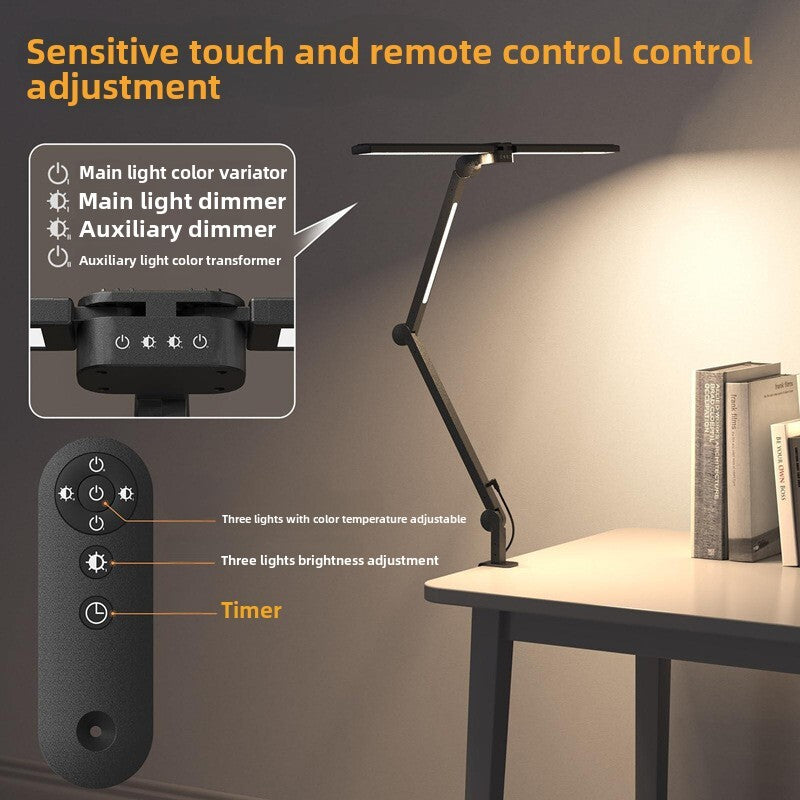 LED Desk Lamp Eye Protection for Dormitory Study Reading Light Clip Foldable
