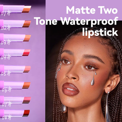 Two-Tone Lipstick Non Stick Cup Velvet Matte Lip Gloss Mineral Womens Lip Makeup