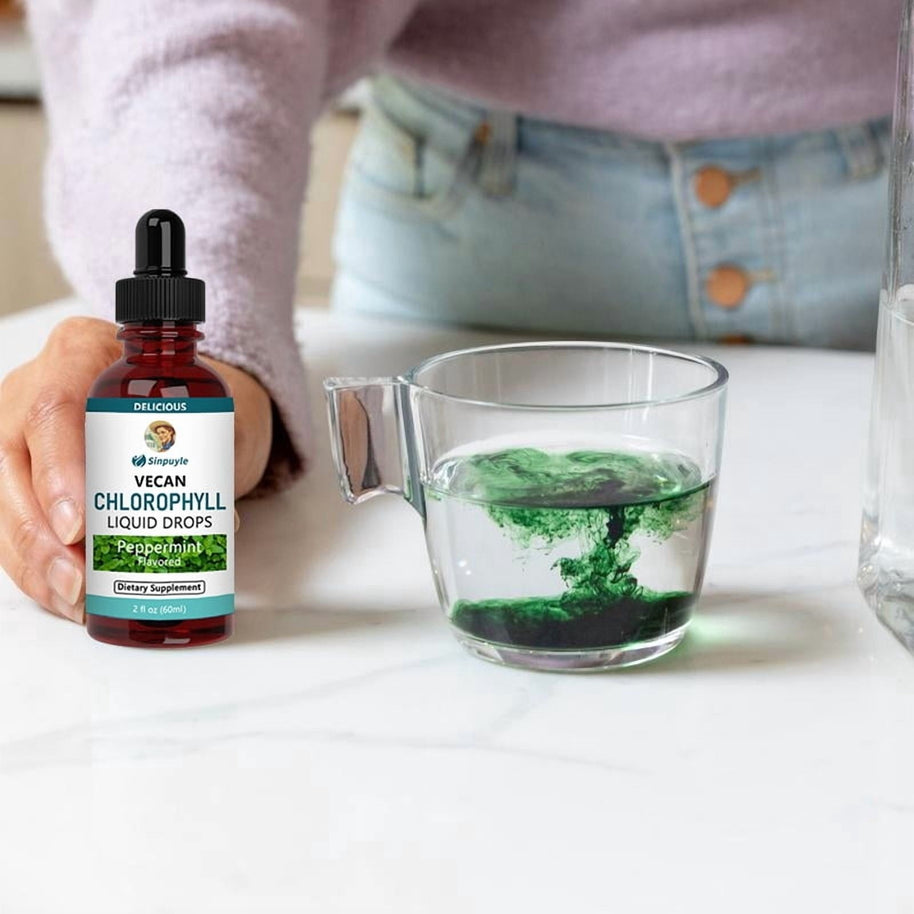 Sinpuyle Vegan Chlorophyll Liquid Drops,Peppermint Flavored,1Bottle 2fl oz 60ml
