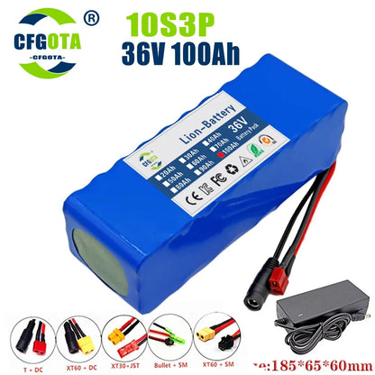 36V 100Ah Li-ion Battery Pack with BMS for 250W-500W Electric Scooter E-Bike