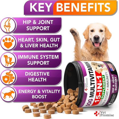 Dog Multivitamin Chews with Glucosamine for Joint, Immunity & Skin Health