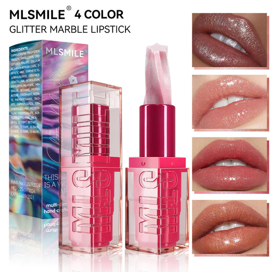 4-color Glitter Lipstick Pearl Moisturizing Sparkling Pentagram Shine Easy Up
