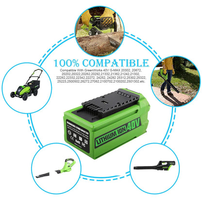 40V Li-ion Battery for Greenworks 19" Push Lawn Mower & Electric Garden Tools