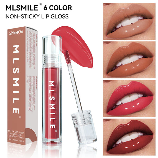Lip Glaze Mirror Shine Watery Lipstick Non-Stick Cup Long Lasting Moisturising
