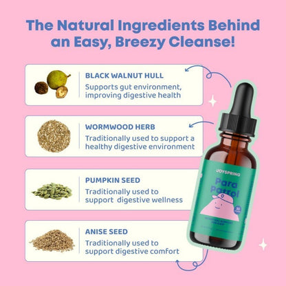 Kids Herbal Digestive Drops with Black Walnut Extract, Alcohol-Free & Raspberry