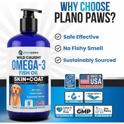 Omega 3 Fish Oil for Dogs to Reduce Shedding & Support Skin & Coat Health