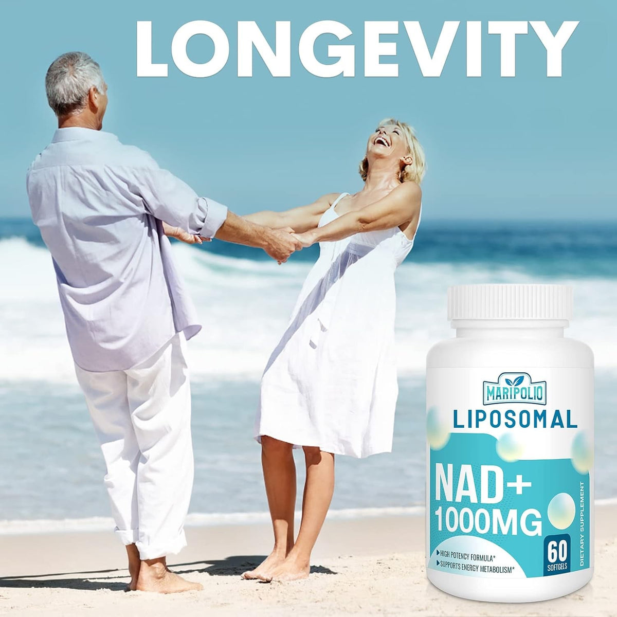 Liposomal NAD+ Supplement 1000mg for Energy, Brain Function & DNA Support
