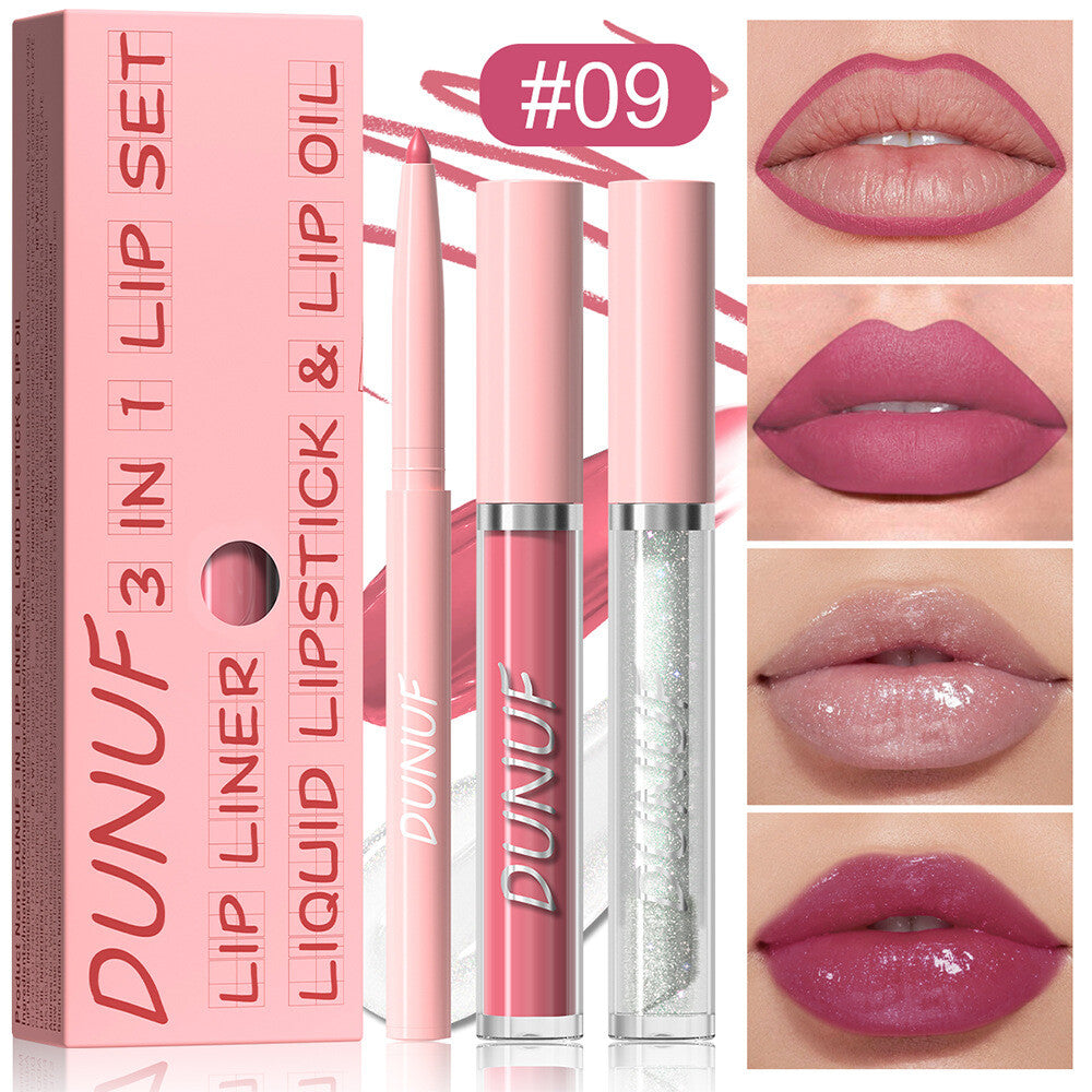 3-in-1 Lip Liner + Lips Gloss + Lip Oil 💄 Matte & Shimmer 🌸 Long Lasting