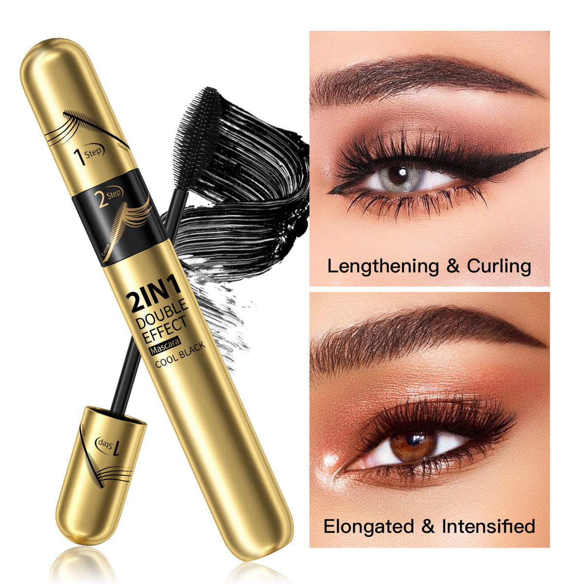 3D Fiber Mascara - Extreme Length & Volume, Water-Resistant, No Flaking
