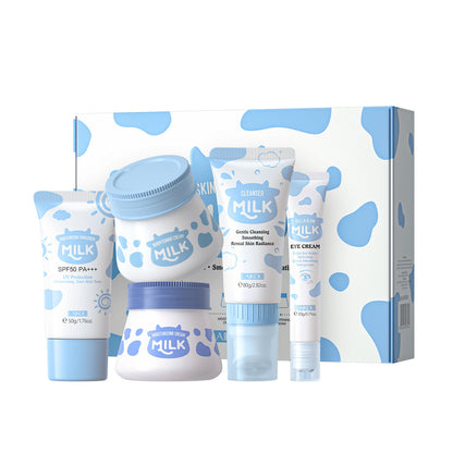 Skin Care Sets 5pcs Gift Box Milk CleanserEye care Moisturizer sunscreen