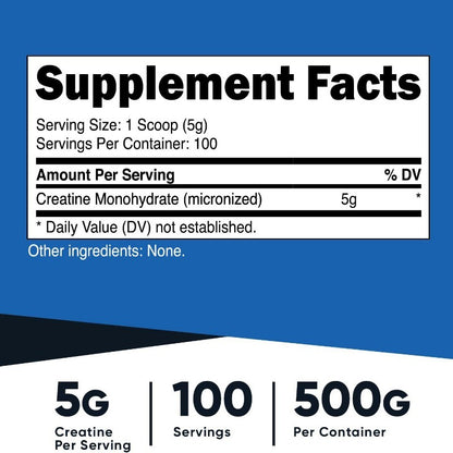 Creatine Micronized Powder 500g 99 Pure for Muscle Strength and Performance