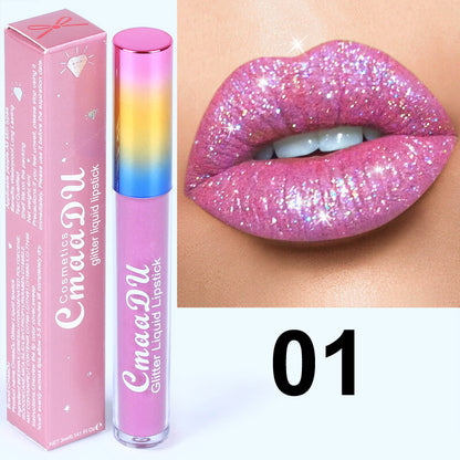 Diamond Sparkle Lip Gloss - Iridescent Shine, Glitter Lipstick, High Shine