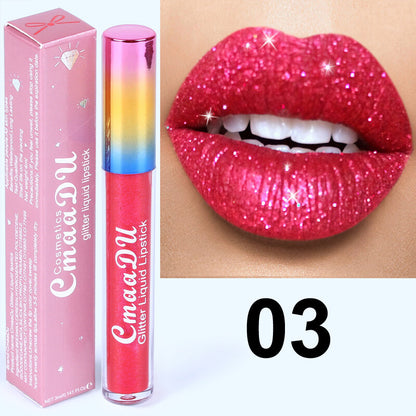 Diamond Sparkle Lip Gloss - Iridescent Shine, Glitter Lipstick, High Shine
