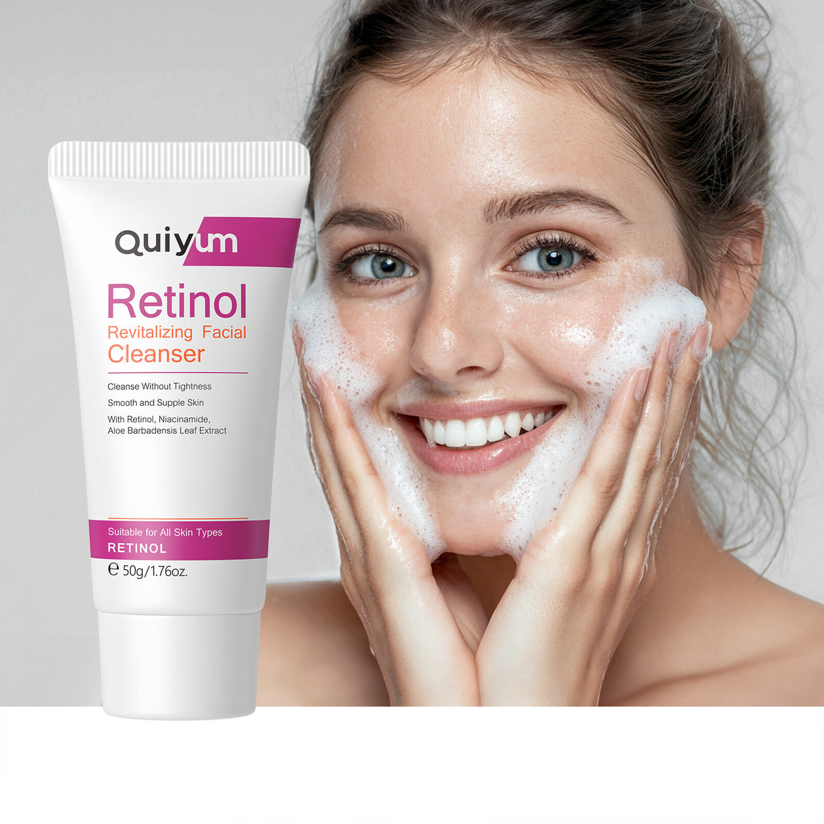 QUIYUM Retinol 1.76 oz Niacinamide Revitalizing Facial Foaming Cleansers Cream