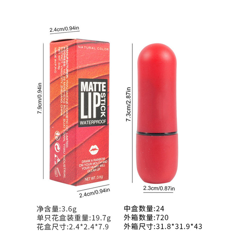 12-Color Bullet Lipstick ✨ Velvet Matte Finish 💋 Transfer-Resistant & Creamy
