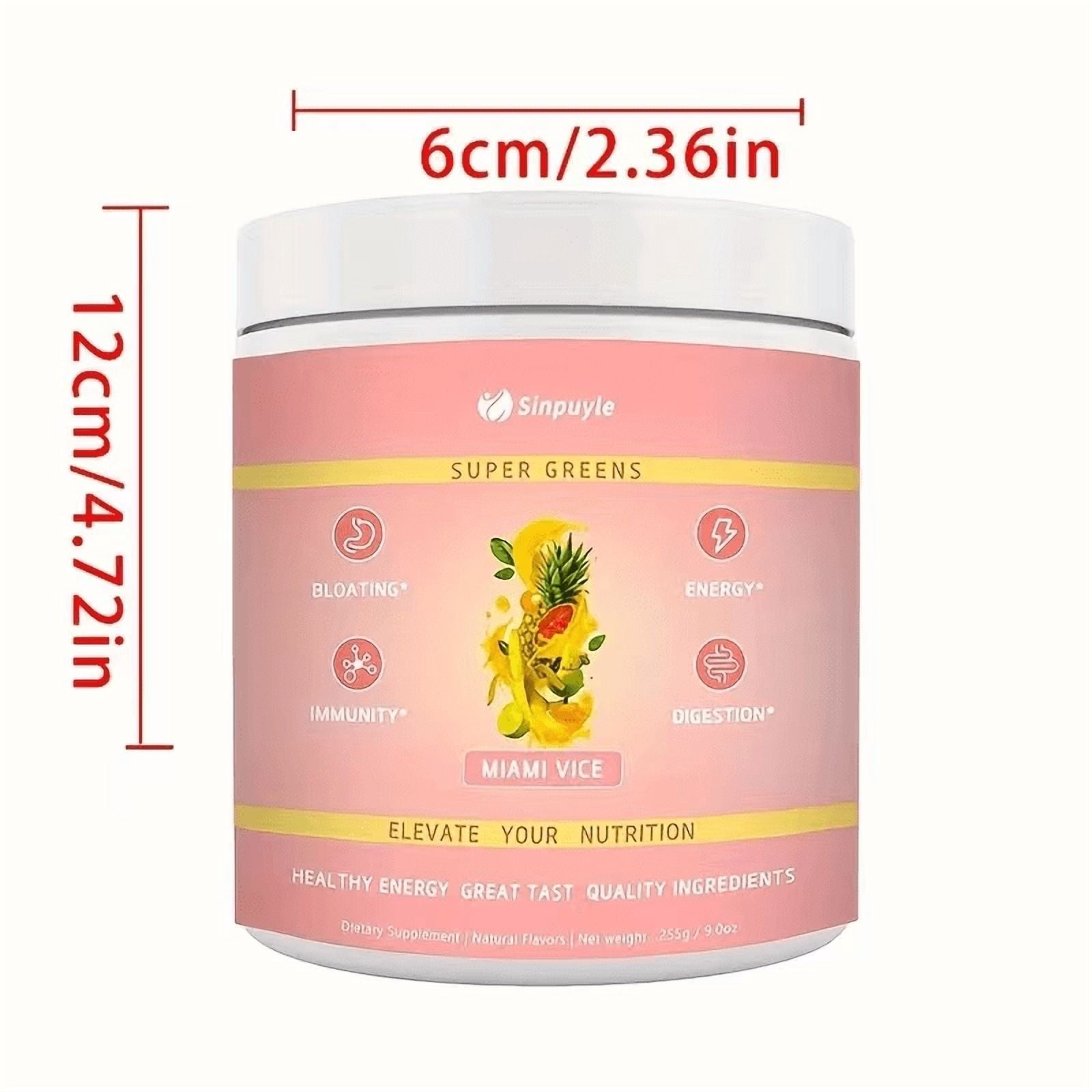 Sinpuyle Super Greens Powder Tasting Daily Supplement-Miami Vice Flavor-9oz-255g