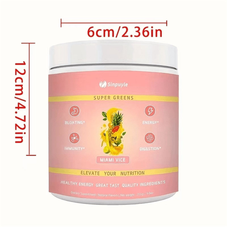 Sinpuyle Super Greens Powder Tasting Daily Supplement-Miami Vice Flavor-9oz-255g