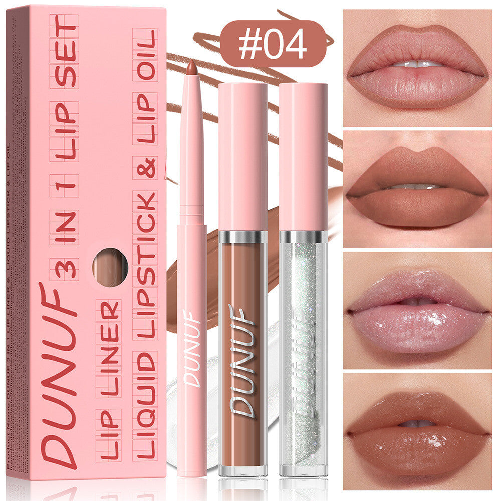 3-in-1 Lip Liner + Lips Gloss + Lip Oil 💄 Matte & Shimmer 🌸 Long Lasting