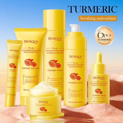 Turmeric Antioxidant Skincare Gift Set 6pc Cleanser Toner Serum Eye Cream Lotion