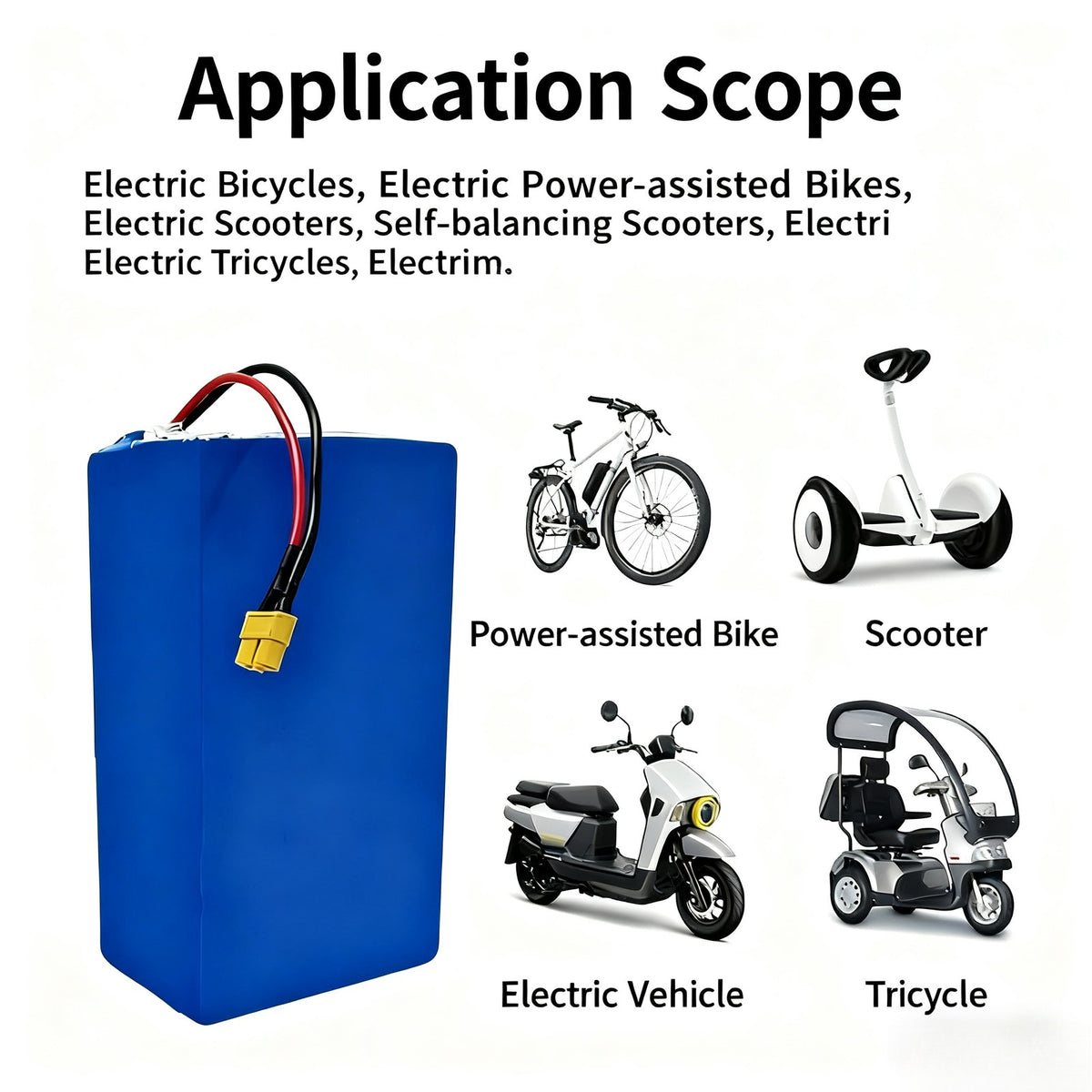 36V 20Ah 10S6P Li-ion Battery with Enclosure BMS for E-Bike E-Scooter
