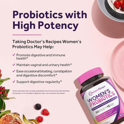 Womens Probiotic with Organic Cranberry for Urinary and Digestive Health