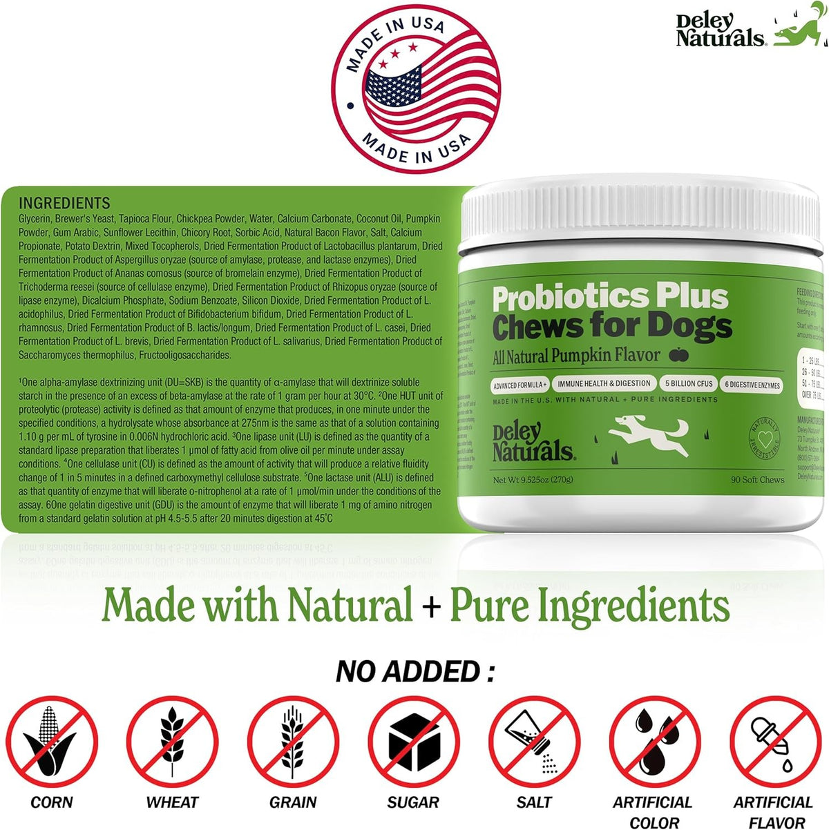 Dog Probiotic Chews with Digestive Enzymes for Gut Health & Allergy Support